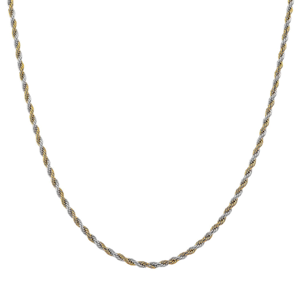 Kordelkette, 316L Edelstahl Bicolor, ca. 50 cm + 5 cm Extender, ca. 19,20g