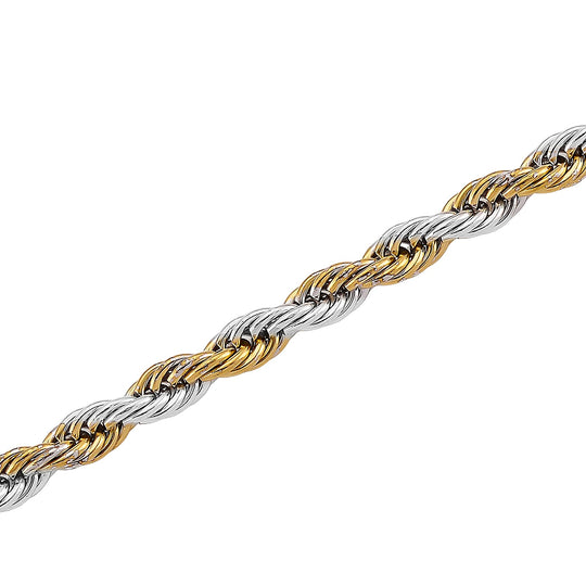 Kordelkette, 316L Edelstahl Bicolor, ca. 50 cm + 5 cm Extender, ca. 19,20g