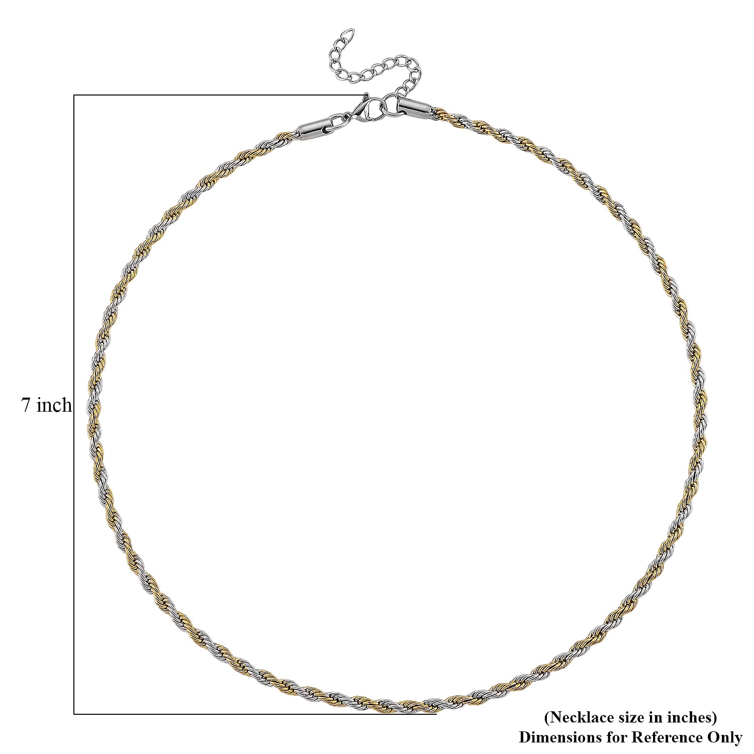 Kordelkette, 316L Edelstahl Bicolor, ca. 50 cm + 5 cm Extender, ca. 19,20g
