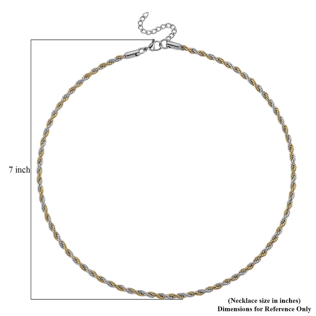 Kordelkette, 316L Edelstahl Bicolor, ca. 50 cm + 5 cm Extender, ca. 19,20g
