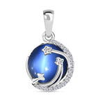 D'Joy Aurora Mondstein, Weißer Zirkon Anhänger 925 Silber rhodiniert ca. 3.92 ct