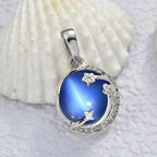 D'Joy Aurora Mondstein, Weißer Zirkon Anhänger 925 Silber rhodiniert ca. 3.92 ct