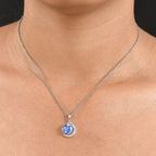 D'Joy Aurora Mondstein, Weißer Zirkon Anhänger 925 Silber rhodiniert ca. 3.92 ct