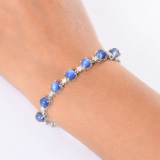 D'Joy Aurora Mondstein, Weißer Zirkon Armband ca. 20 cm 925 Silber rhodiniert ca. 8,03 ct.