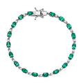 Luxuriant - AAA Lab Grown Kolumbianischer Smaragd, Lab Grown Diamant Armband ca. 19 cm 925 Silber rhodiniert ca. 7.50 ct