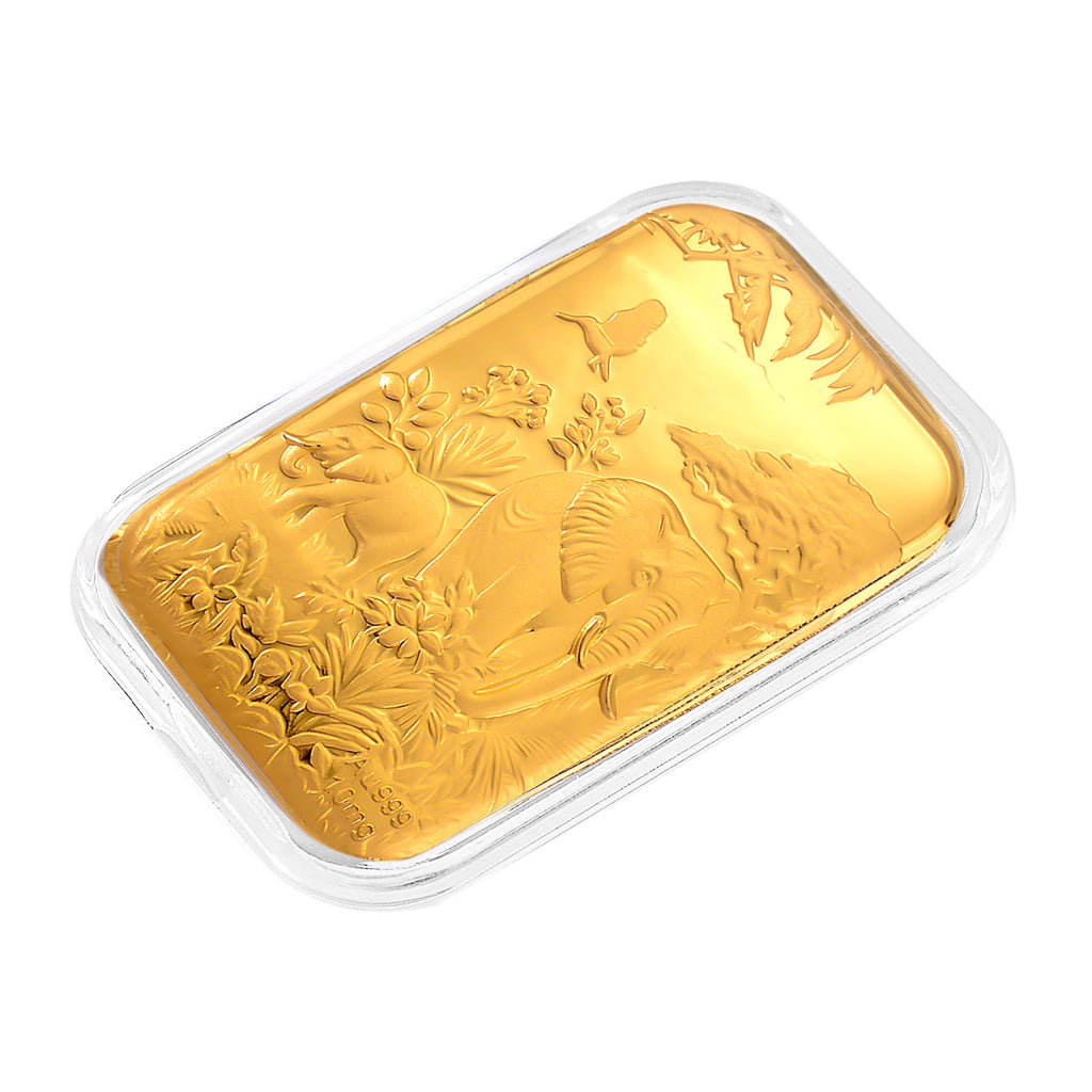 EXKLUSIVES GESCHENK - 999er Goldfolie mit Elefantenfamilie 10mg