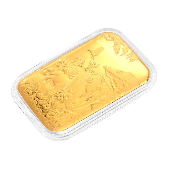 EXKLUSIVES GESCHENK - 999er Goldfolie mit Elefantenfamilie 10mg