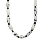Weißer Türkis-Jaspis, Schwarzer Spinell Halskette ca. 50 cm Nickelfreies Messing platiniert ca. 200.00 ct