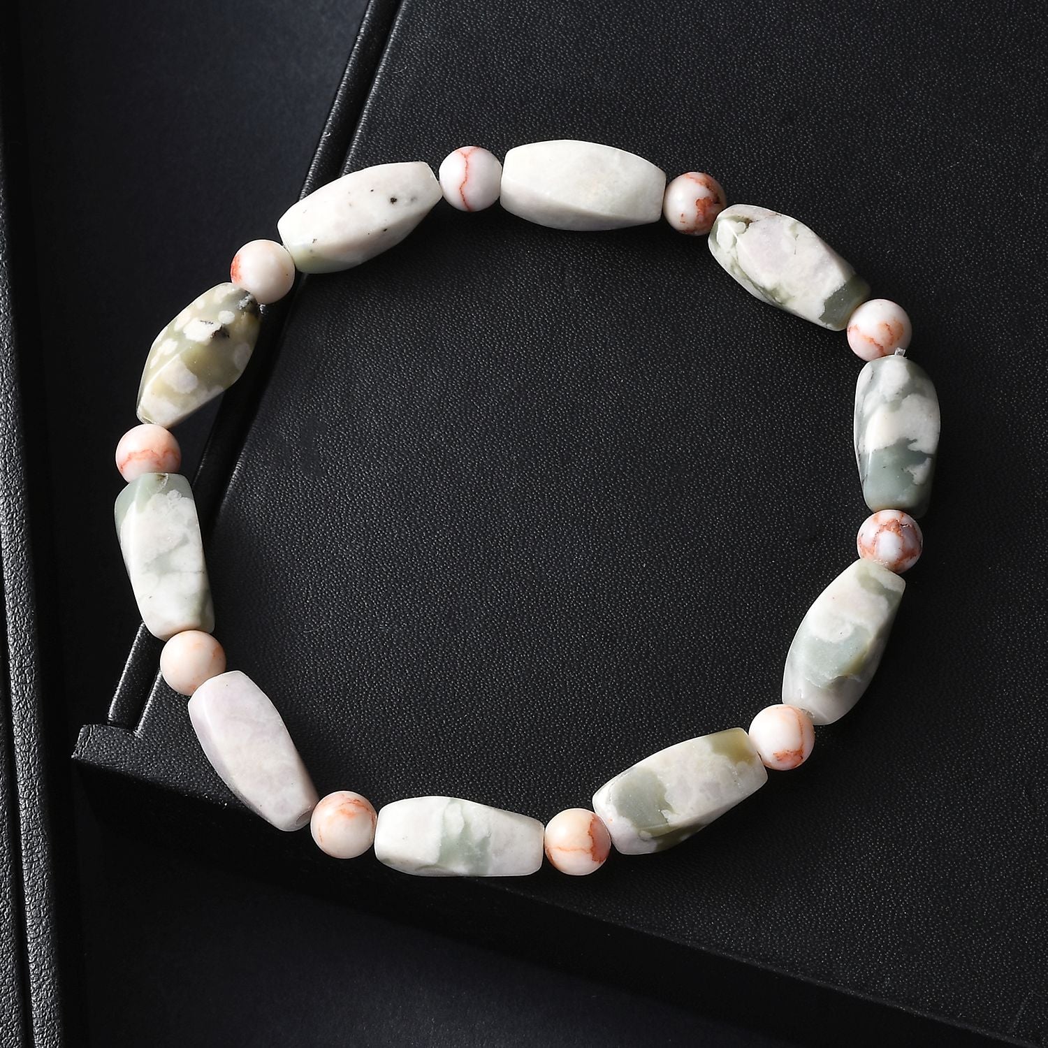 Rosa Web Jaspis Armband Flexibel (18 cm), ca. 80.00 ct