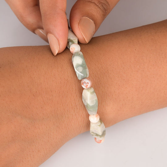 Rosa Web Jaspis Armband Flexibel (18 cm), ca. 80.00 ct