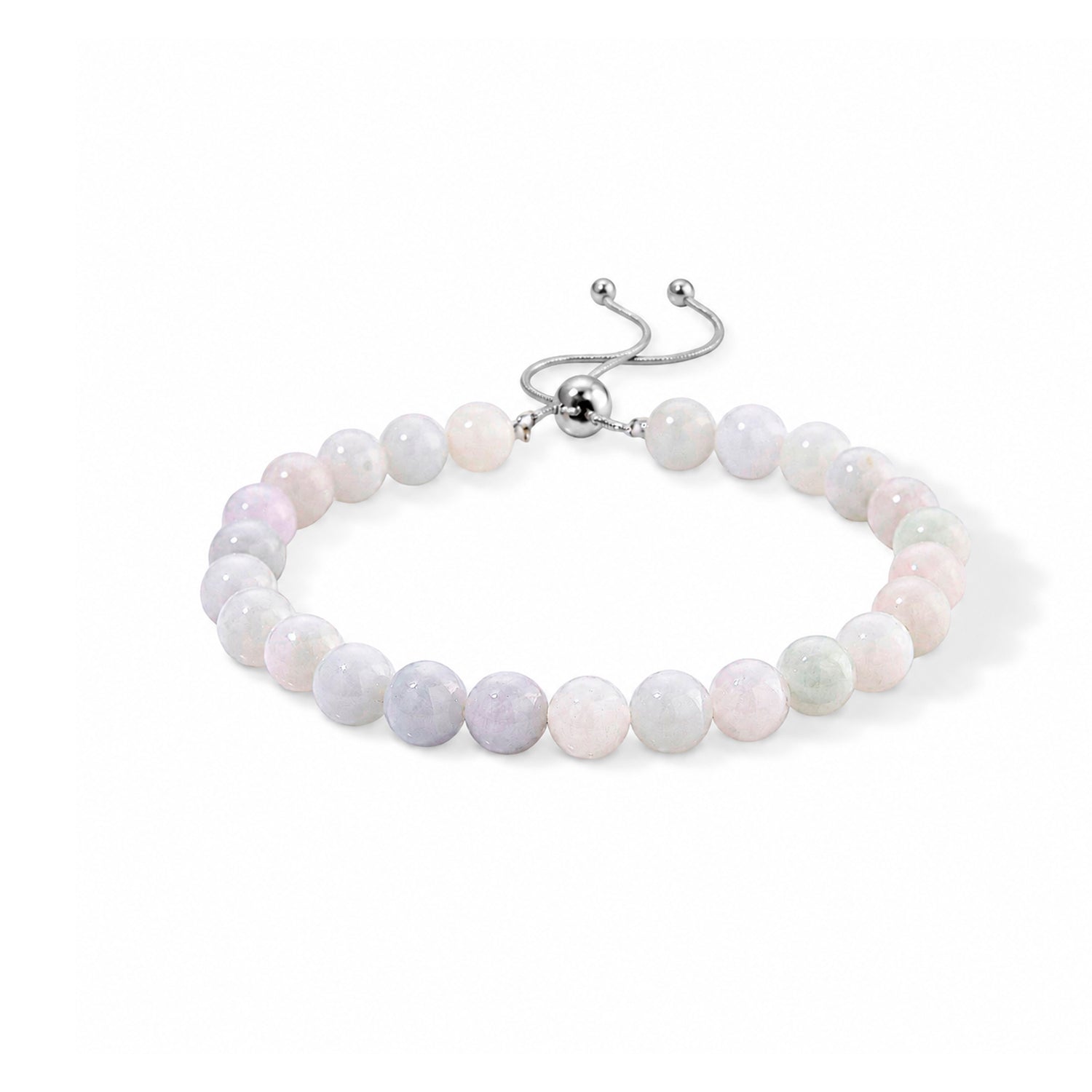 D'Joy natürliches weißes Jade flexibles Armband, 925 Silber rhodiniert - 90 ct.