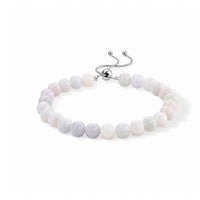 D'Joy natürliches weißes Jade flexibles Armband, 925 Silber rhodiniert - 90 ct.