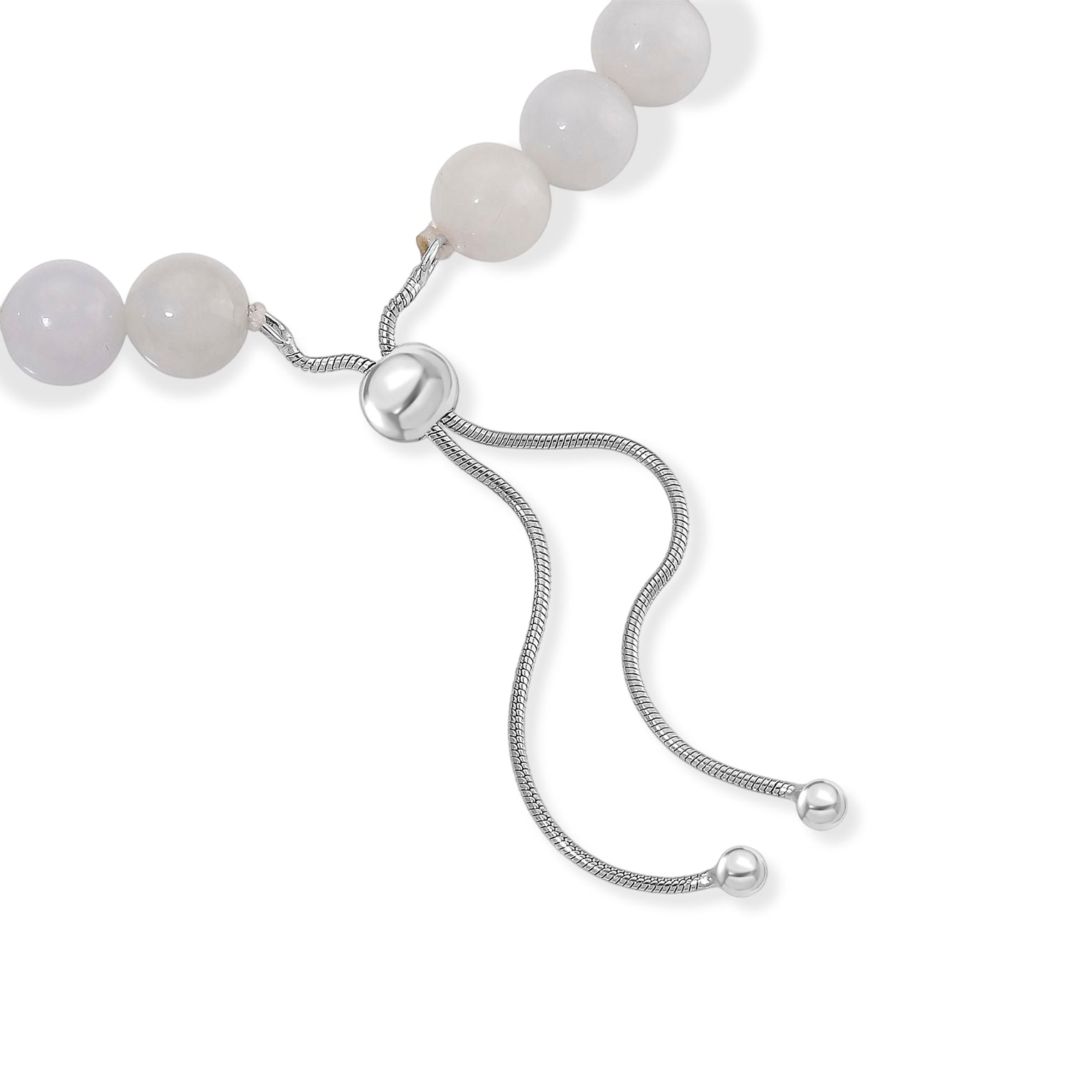 D'Joy natürliches weißes Jade flexibles Armband, 925 Silber rhodiniert - 90 ct.
