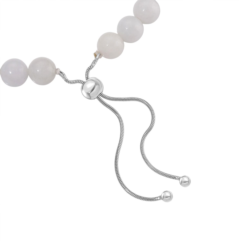 D'Joy EXTREM SELTEN Natürliche Weiße Jade Armband Flexibles (ca. 16.5 - 23 cm), 925 Silber rhodiniert ca. 90.00 ct