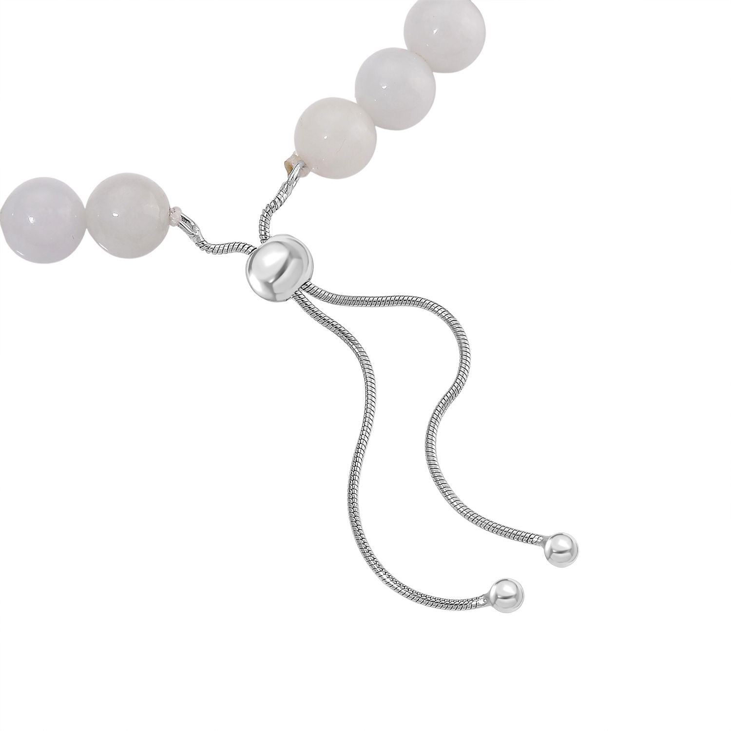D'Joy EXTREM SELTEN Natürliche Weiße Jade Armband Flexibles (ca. 16.5 - 23 cm), 925 Silber rhodiniert ca. 90.00 ct