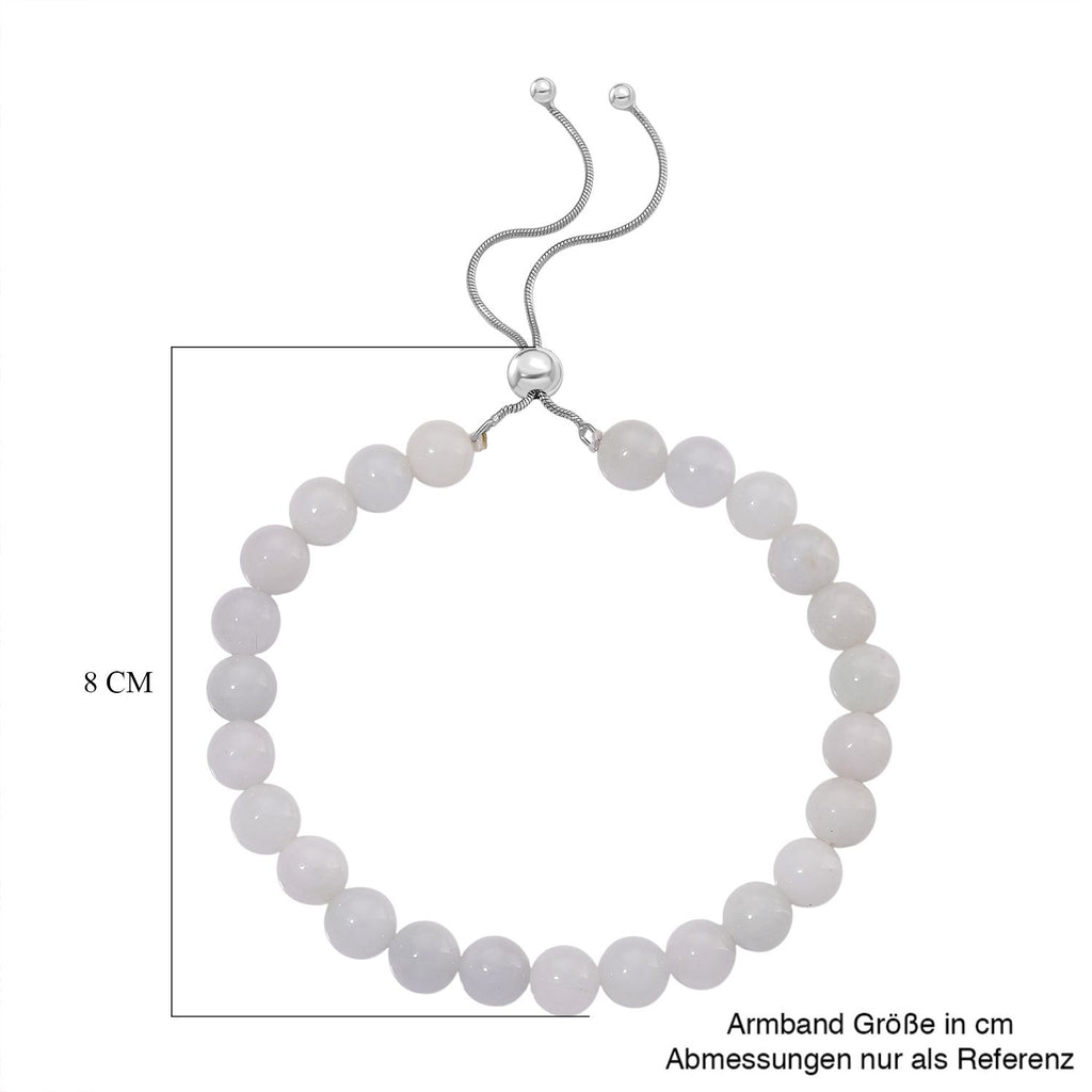 D'Joy EXTREM SELTEN Natürliche Weiße Jade Armband Flexibles (ca. 16.5 - 23 cm), 925 Silber rhodiniert ca. 90.00 ct