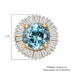 AAA Blauer Zirkon, Weißer Diamant Anhänger 585 Gold ca. 1,59 ct.