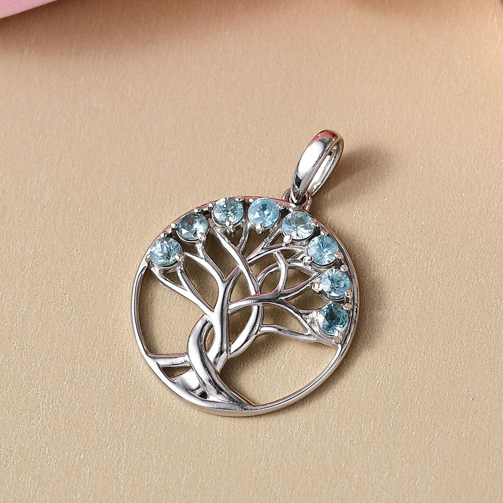 D'Joy Blauer Zirkon Anhänger 925 Silber rhodiniert ca. 1.35 ct