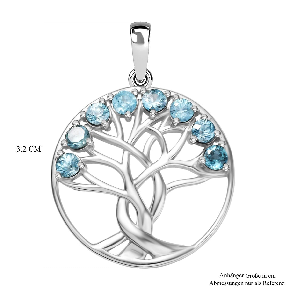 D'Joy Blauer Zirkon Anhänger 925 Silber rhodiniert ca. 1.35 ct