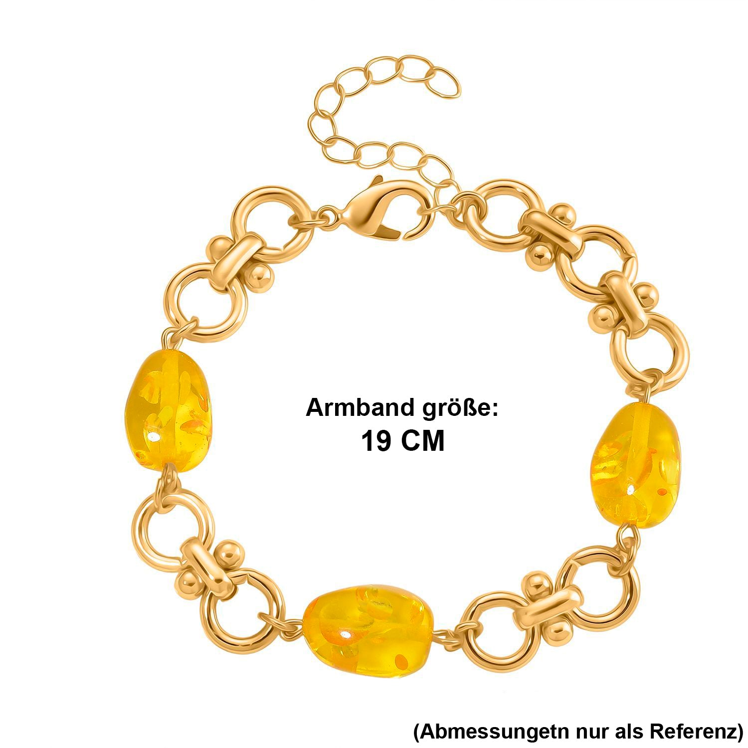 Simulierter Gelber Bernstein Armband ca. 19 cm mit 5 cm extender, goldfarben