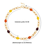 Simulierte Mehrfarbige Bernstein Halskette ca. 50 cm + 5 cm Extender, goldfarben