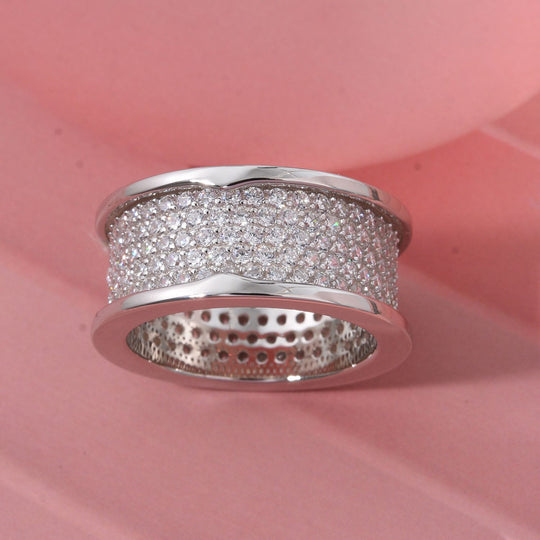 Lustro Stella Weißer Zirkonia Ring 925 Silber rhodiniert (Größe 19.00)