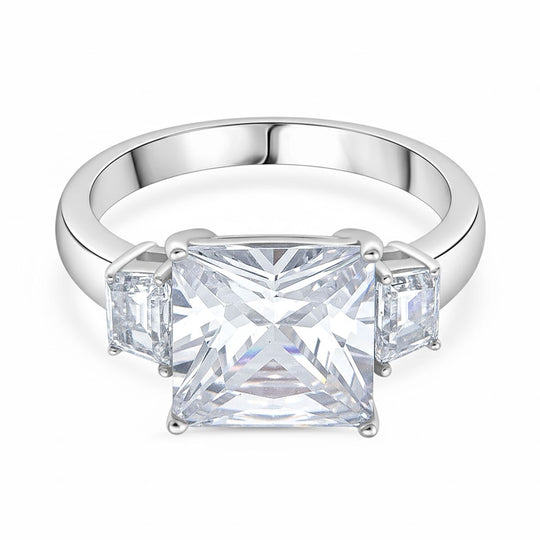 Lustro Stella Weißer Zirkonia Ring 925 Silber rhodiniert, (Größe 21.00)