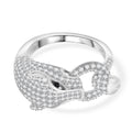 Lustro Stella Schwarzer Zirkonia, Weißer Zirkonia Ring 925 Silber rhodiniert (Größe 17.00)