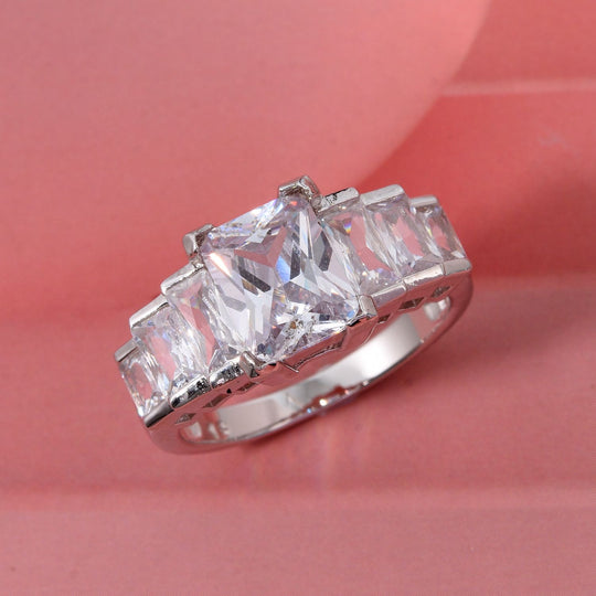 Lustro Stella Weißer Zirkonia Ring 925 Silber rhodiniert (Größe 18.00)