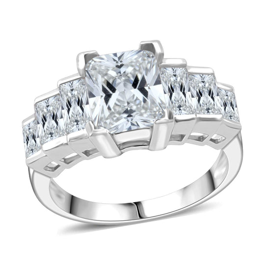 Lustro Stella Weißer Zirkonia Ring 925 Silber rhodiniert (Größe 18.00)
