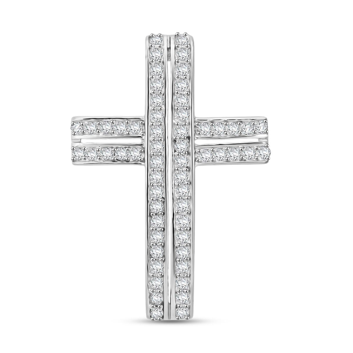 Lustro Stella Weißer Zirkonia Kreuz Anhänger 925 Silber rhodiniert
