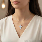 Lustro Stella Weißer Zirkonia Kreuz Anhänger 925 Silber rhodiniert