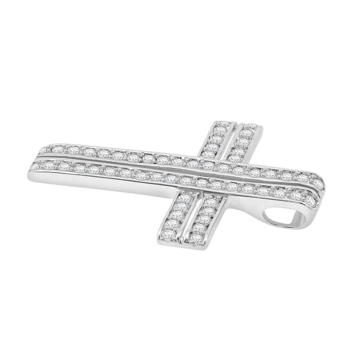 Lustro Stella Weißer Zirkonia Kreuz Anhänger 925 Silber rhodiniert