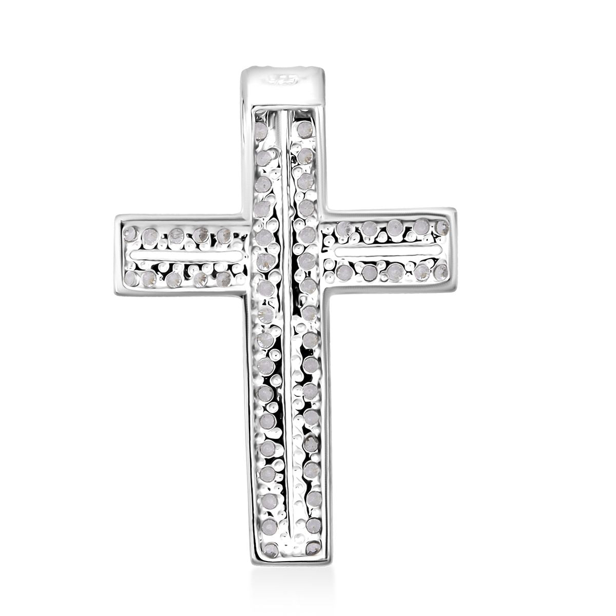 Lustro Stella Weißer Zirkonia Kreuz Anhänger 925 Silber rhodiniert
