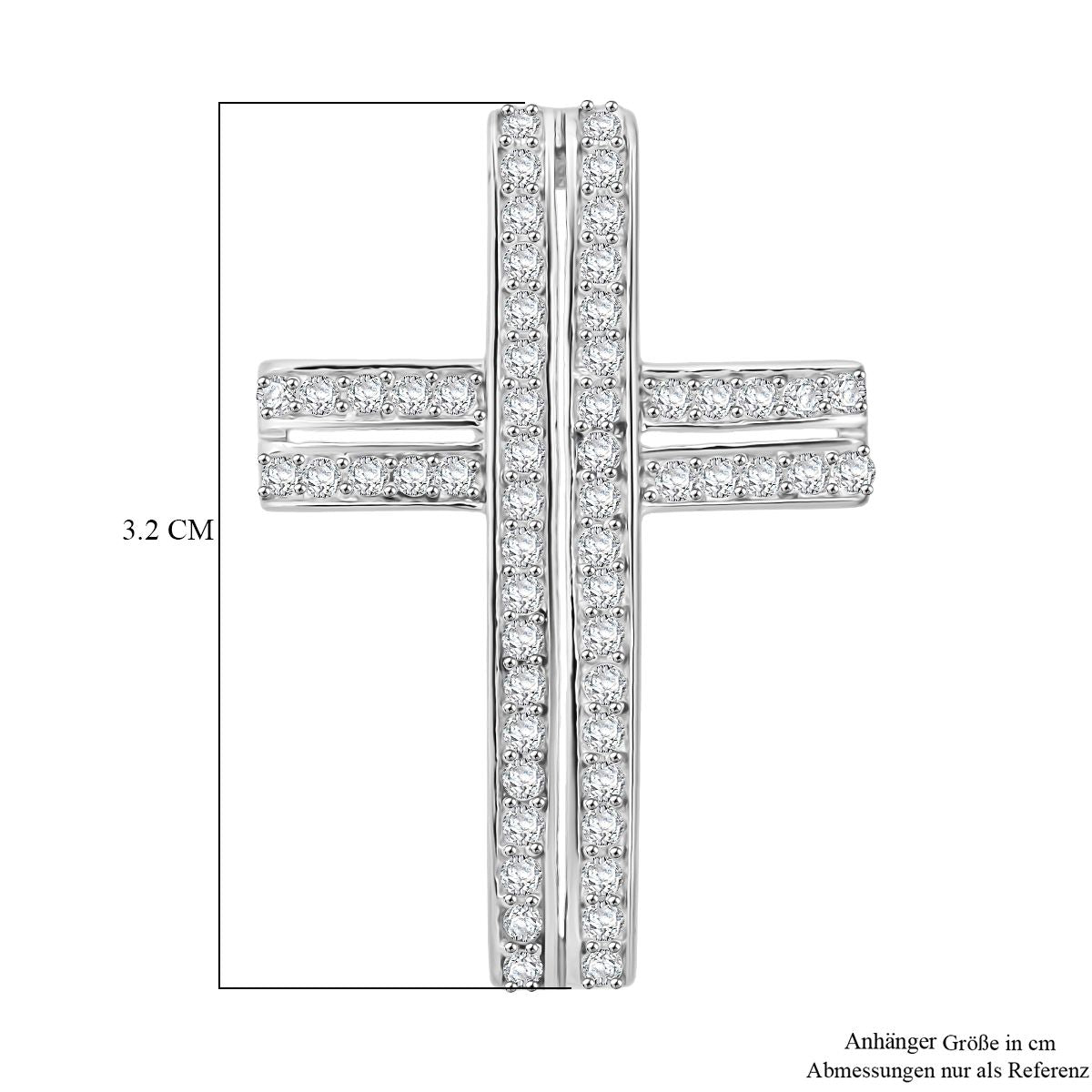 Lustro Stella Weißer Zirkonia Kreuz Anhänger 925 Silber rhodiniert