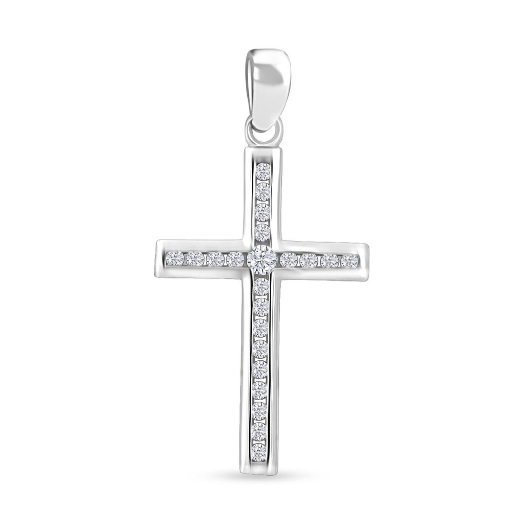 Lustro Stella Weißer Zirkonia Anhänger 925 Silber rhodiniert