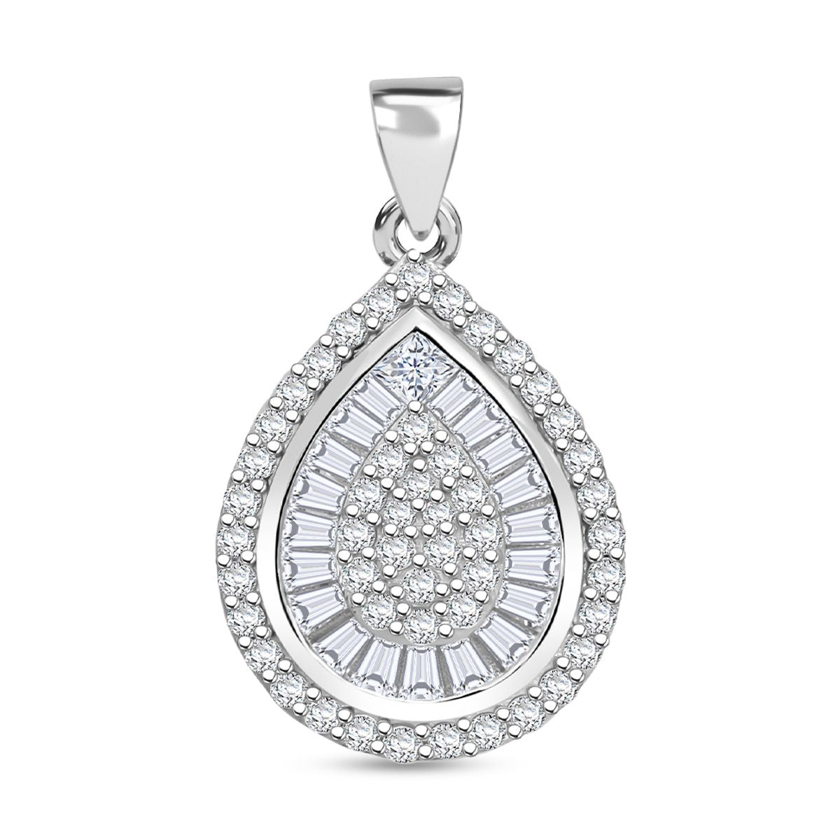 LUSTRO STELLA - Weißer Zirkonia Anhänger 925 Silber rhodiniert