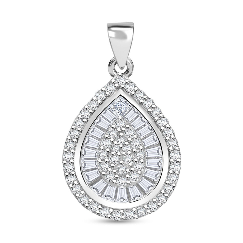 LUSTRO STELLA - Weißer Zirkonia Anhänger 925 Silber rhodiniert