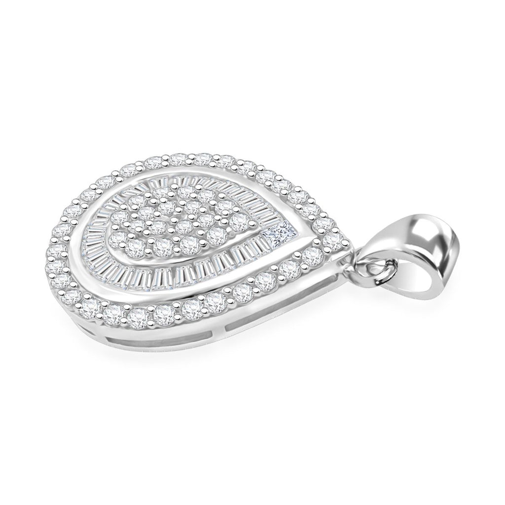 LUSTRO STELLA - Weißer Zirkonia Anhänger 925 Silber rhodiniert