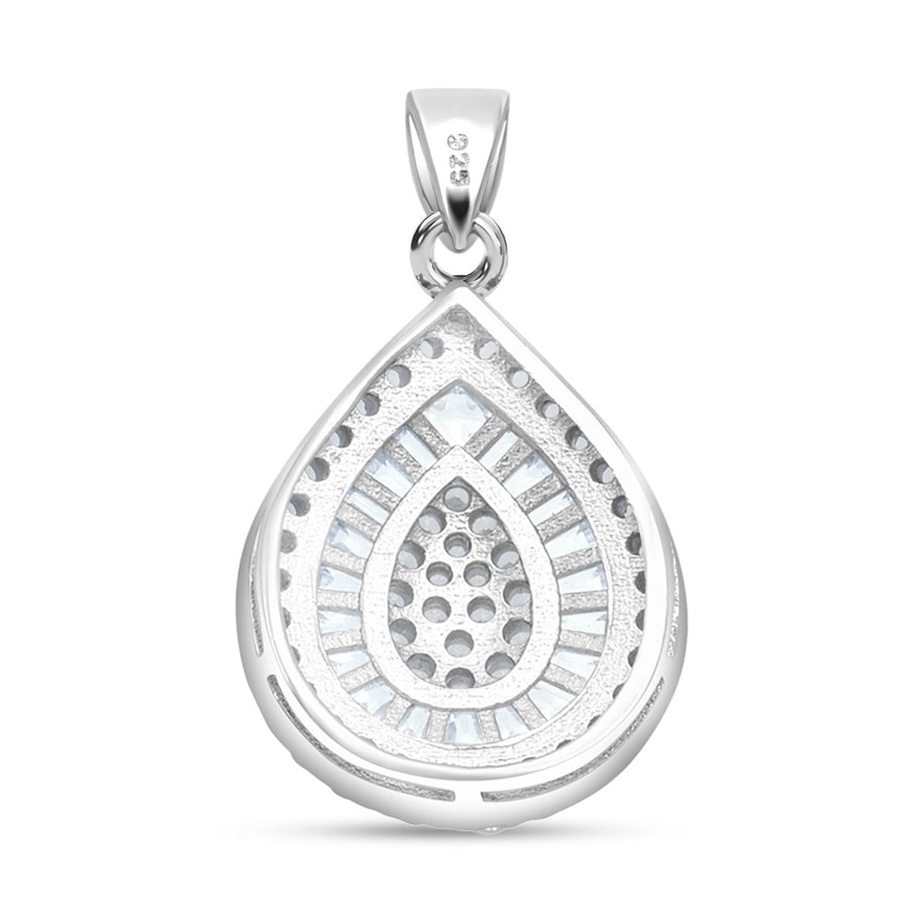 LUSTRO STELLA - Weißer Zirkonia Anhänger 925 Silber rhodiniert