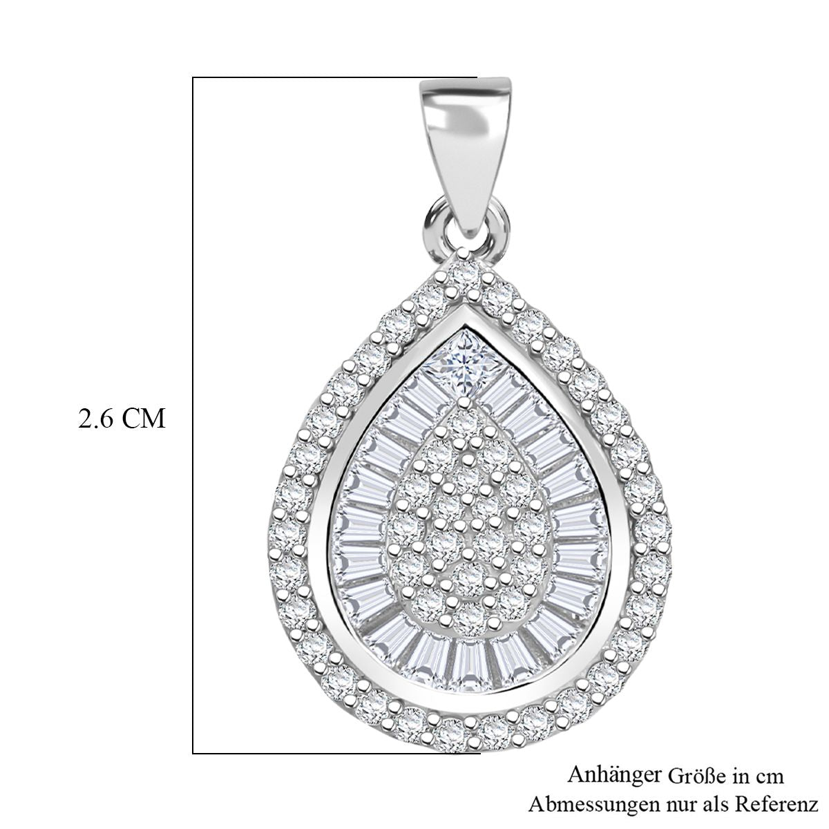 LUSTRO STELLA - Weißer Zirkonia Anhänger 925 Silber rhodiniert
