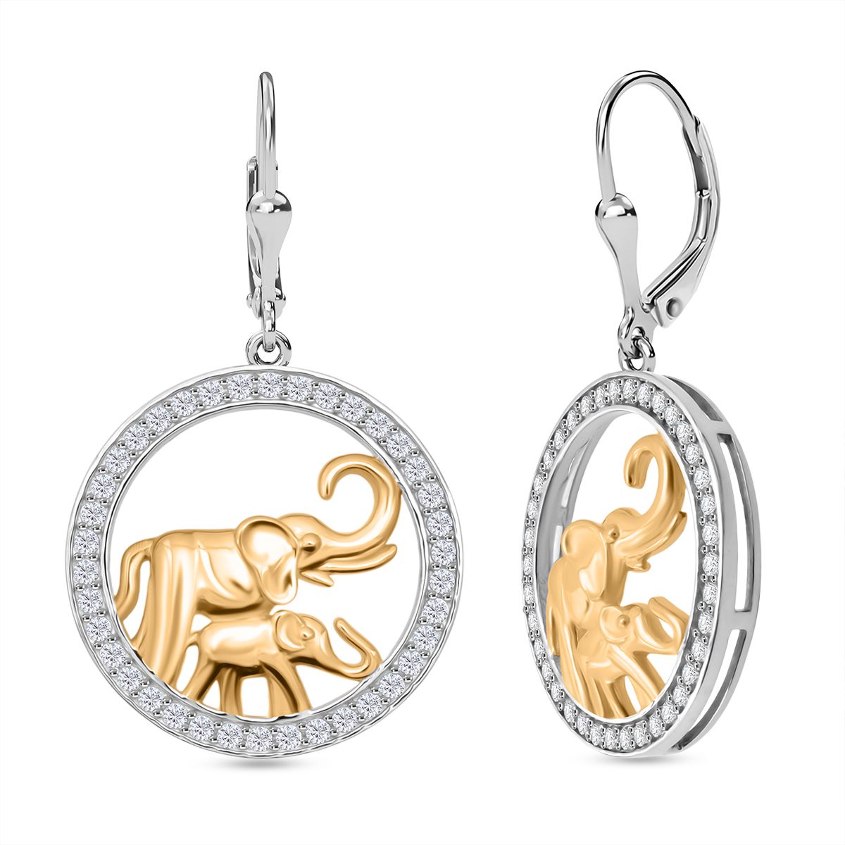 Lustro Stella Weißer Zirkonia Ohrringe 925 Silber rhodiniert