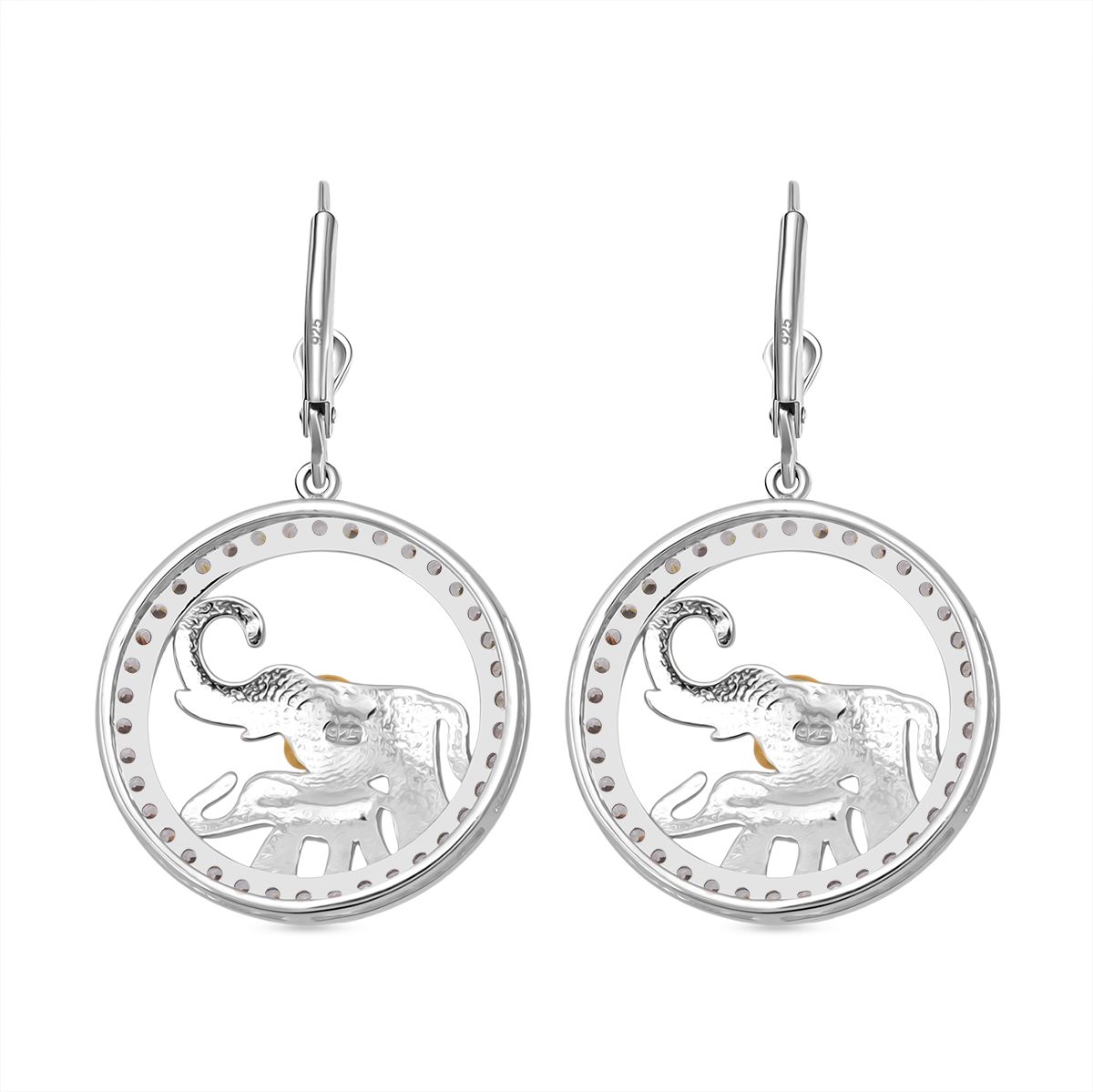 Lustro Stella Weißer Zirkonia Ohrringe 925 Silber rhodiniert