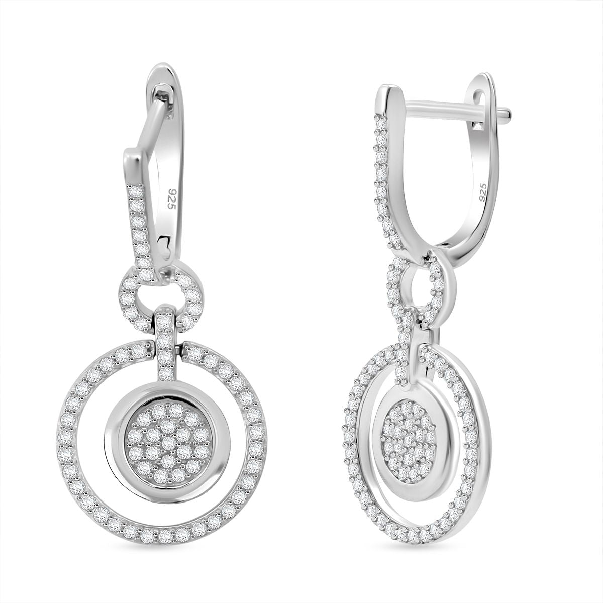 Lustro Stella Weißer Zirkonia Ohrringe 925 Silber rhodiniert