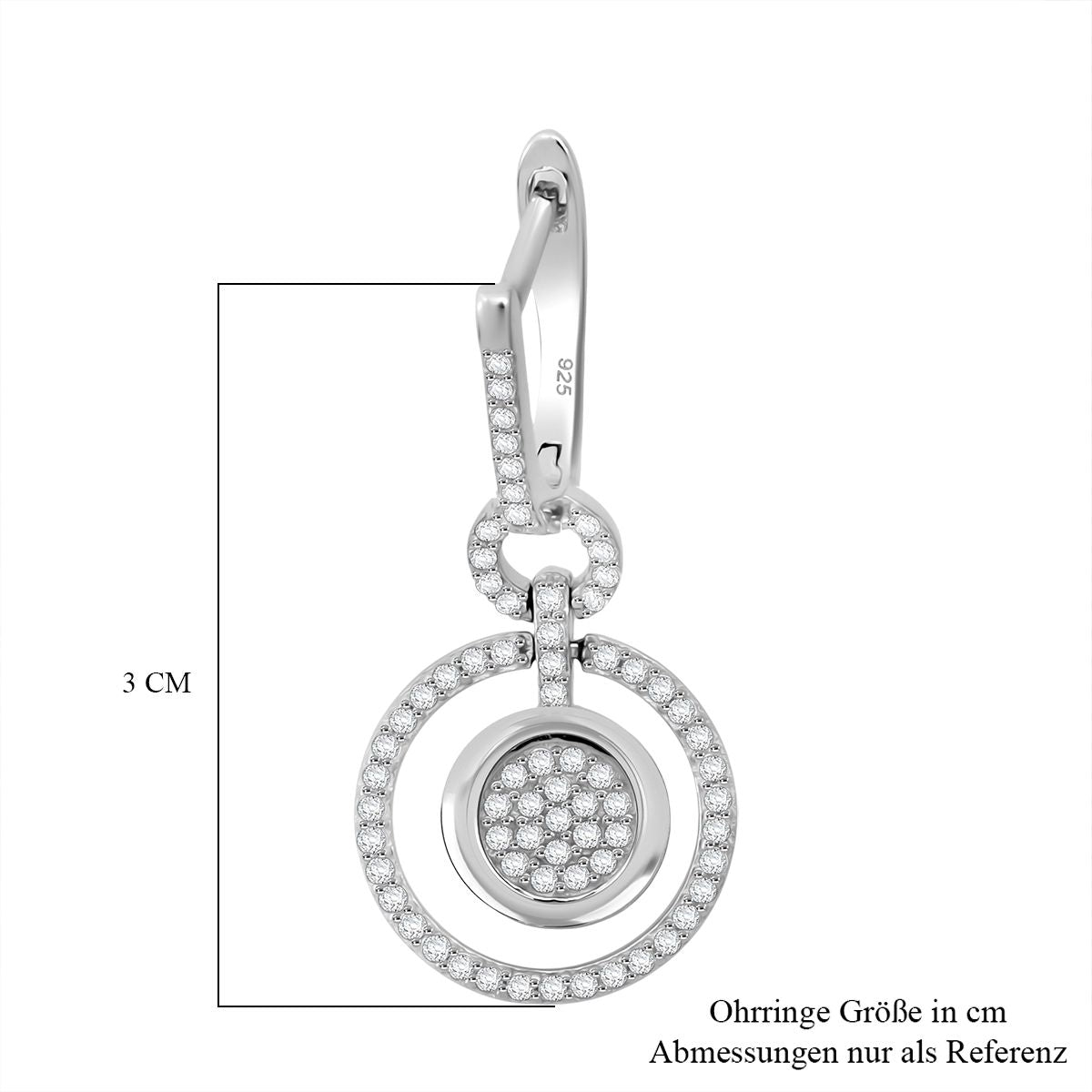 Lustro Stella Weißer Zirkonia Ohrringe 925 Silber rhodiniert