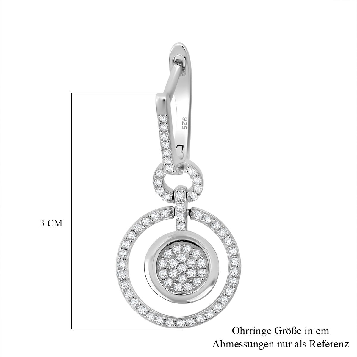 Lustro Stella Weißer Zirkonia Ohrringe 925 Silber rhodiniert