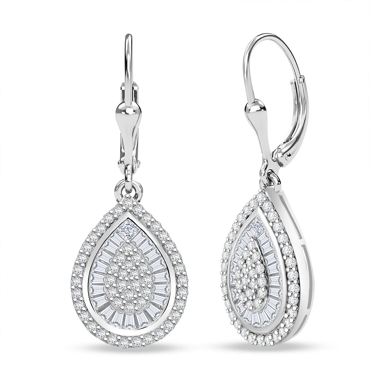 Lustro Stella Weißer Zirkonia Ohrringe 925 Silber rhodiniert