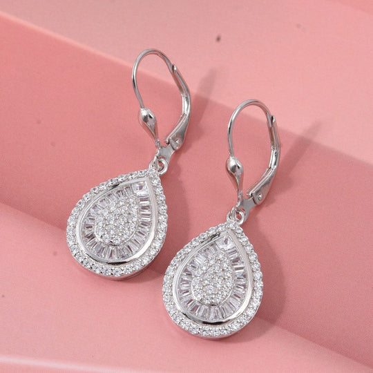 Lustro Stella Weißer Zirkonia Ohrringe 925 Silber rhodiniert