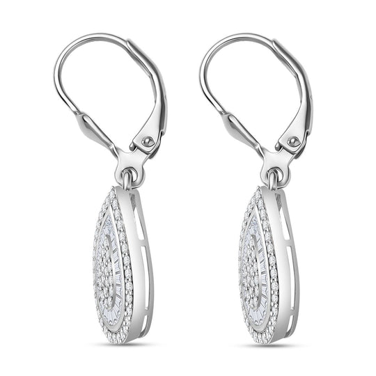 Lustro Stella Weißer Zirkonia Ohrringe 925 Silber rhodiniert