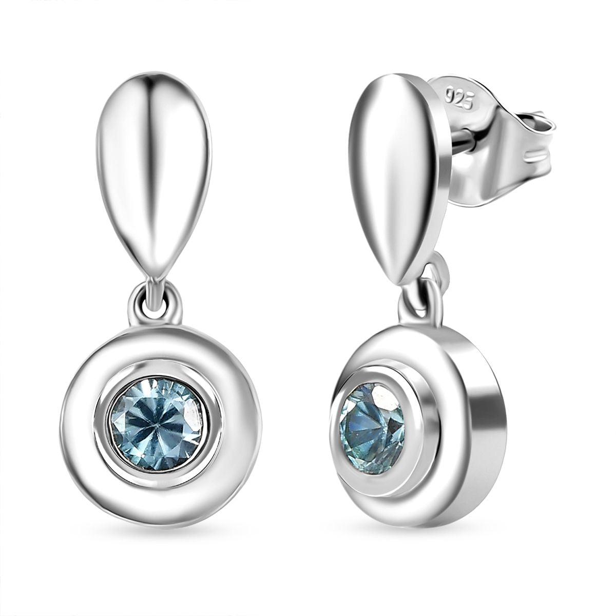 D'Joy Blauer Zirkon Ohrringe 925 Silber rhodiniert ca. 0.68 ct
